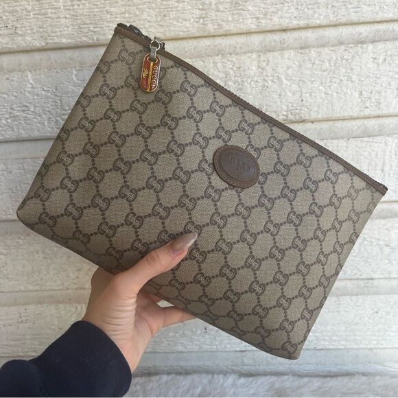 GUCCI Vintage GG Supreme Web Clutch Pouchette Pouch Cosmetic Bag - Picture 1 of 14
